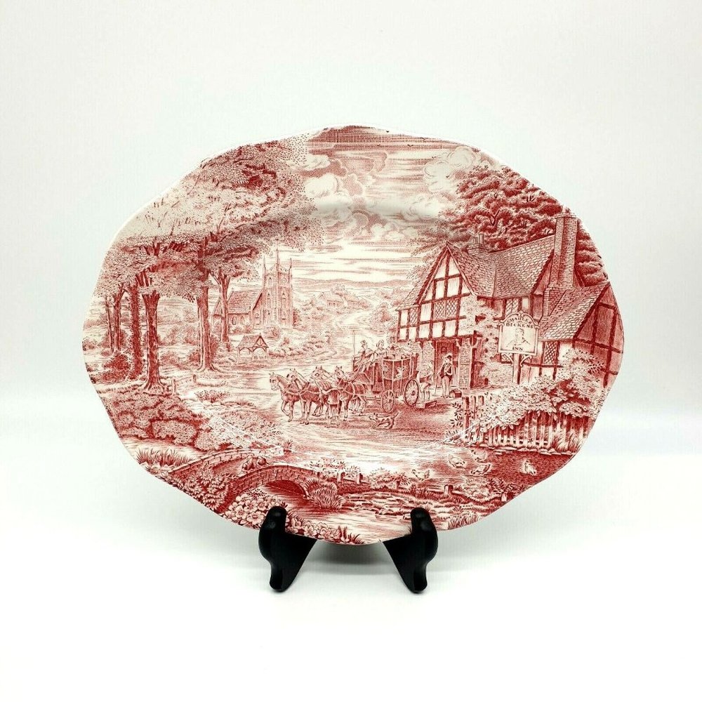 Enoch Wedgwood Tunstall 12" Decorative Serving Plate Display Vintage Red